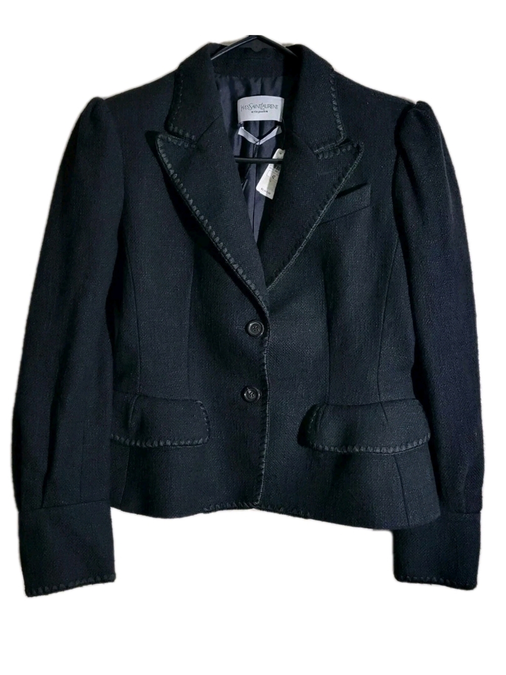 Yves Saint Laurent Rive Gauche Black Blazer Size 42 Designer